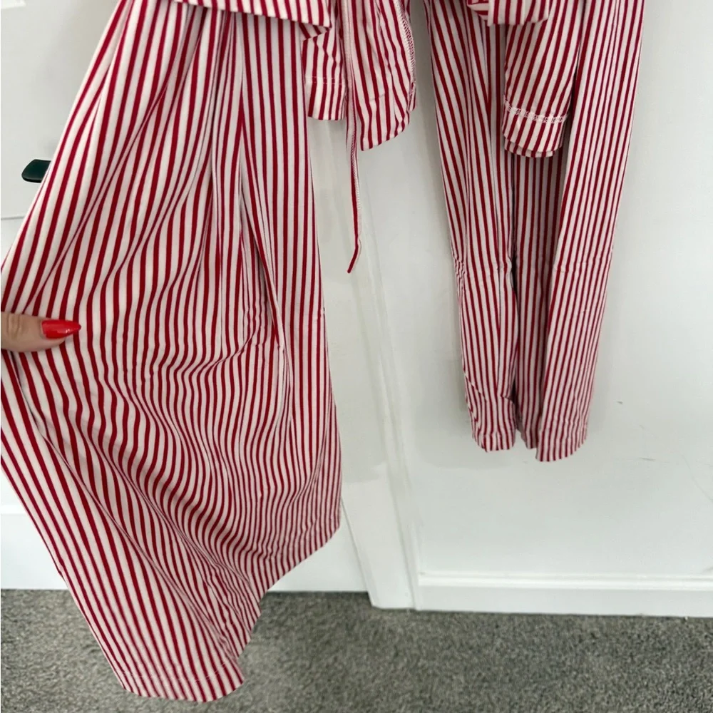 Red & White Striped Women's Pajama Set - Brand Unspecified